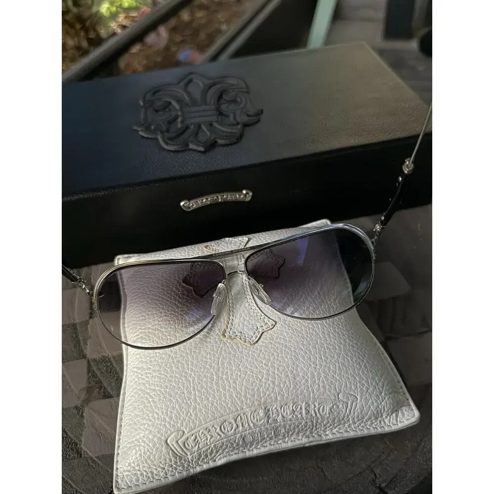 Chrome Hearts SPANKED Sunglasses Silver Black Rare Vintage Discontinued Aviator